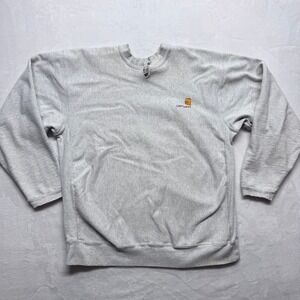 Carhartt Gray Crewneck Sweatshirt Distressed Collar Henly Style Mens Large